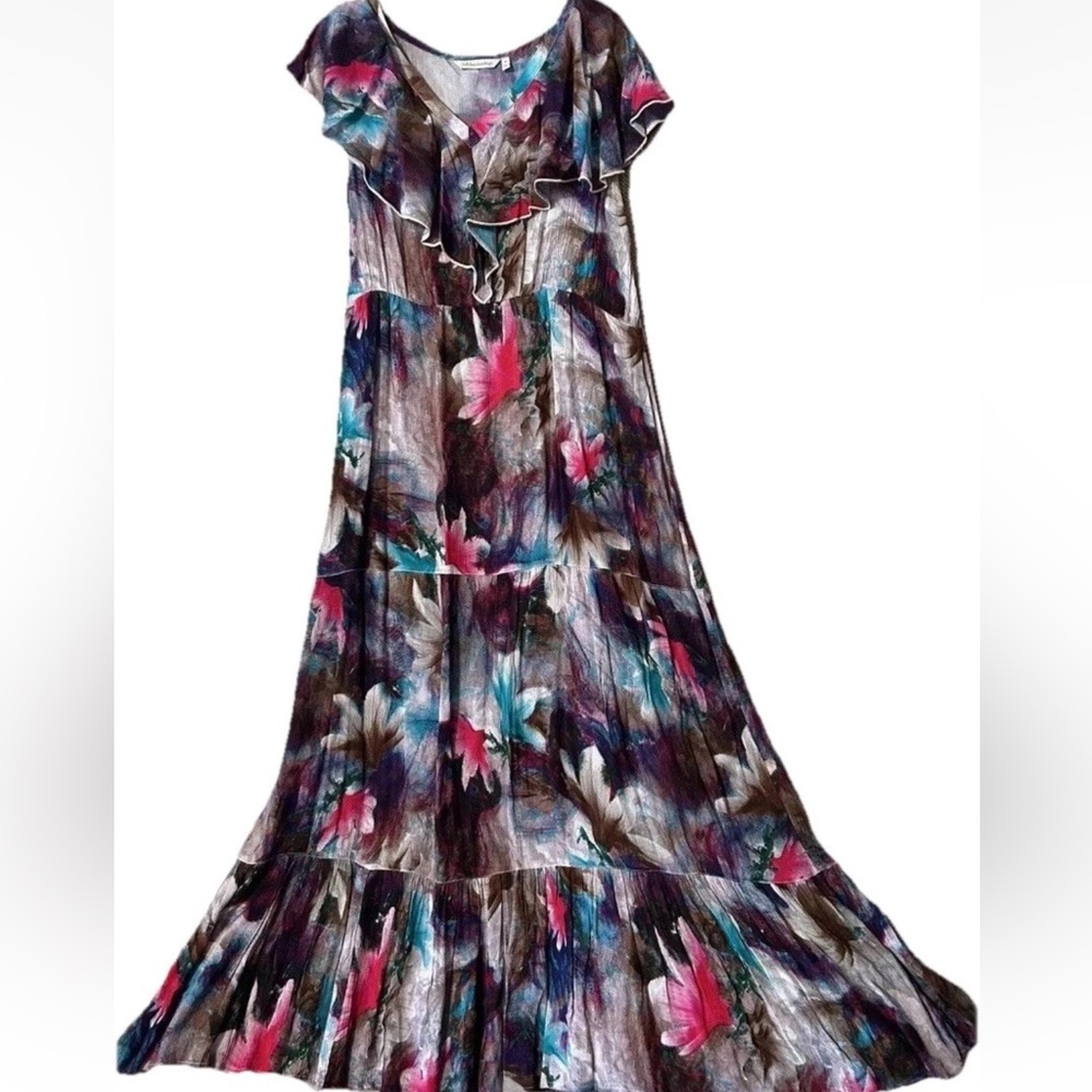 Soft Surroundings Dress M Wearable Art Rayon Boho Italian Dreams Maxi Sundress